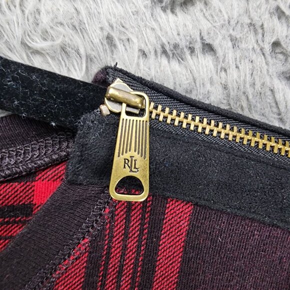 Lauren Ralph Lauren Shirt Womens 1X Red Plaid Jersey Long Sleeve  *GUC* - Picture 2 of 9